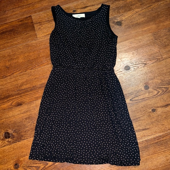 LOFT Black & Tan Polka Dot Sleeveless Mini Dress Rayon & Lyocell Size S Petite - Picture 9 of 9